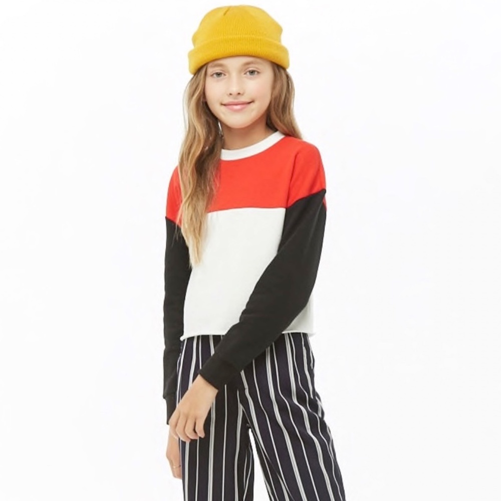 Forever 21 red, black and white french terry top
